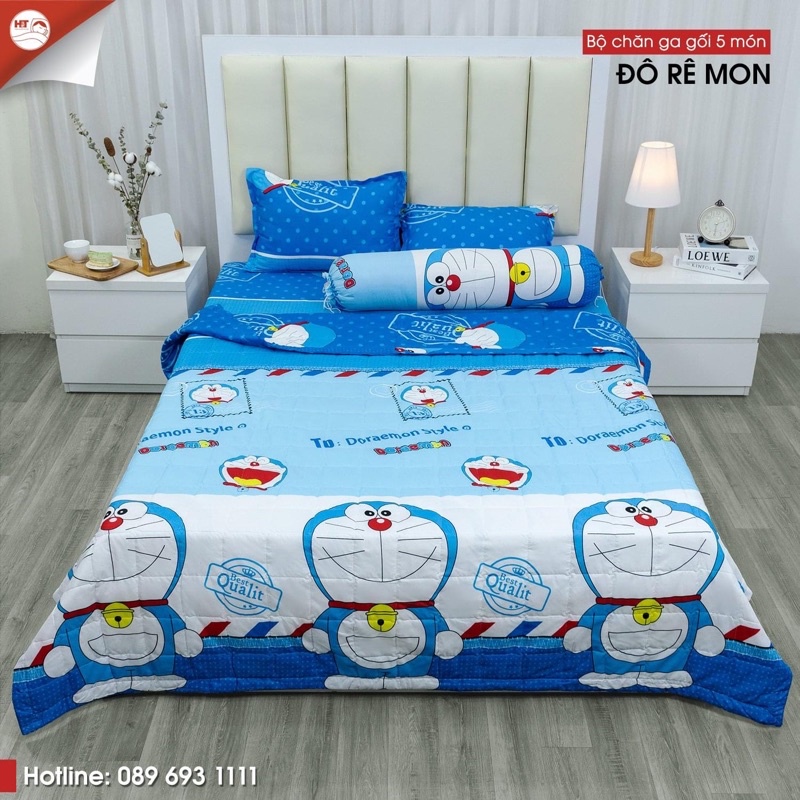 chăn ga gối đệm 5 món doraemon 💙💙💙