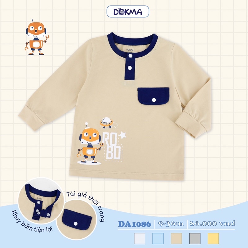 Áo dài tay thu đông cotton siêu mềm mịn hãng Dokma