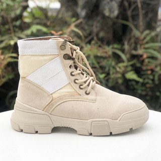 Giày boot nữ cổ thấp da lộn hiện đại 20464