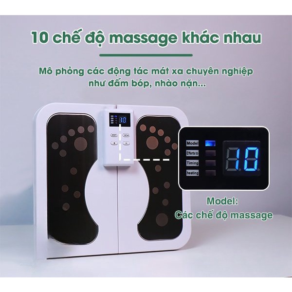 Thảm massage chân EMS cao cấp có màn hình hiển thị giúp lưu thông khí huyết, máy massage bàn chân giảm đau mỏi hiệu quả