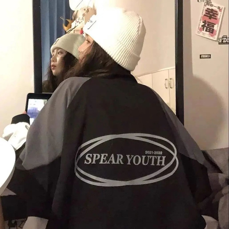 IELGY    Áo Khoác Bóng Chày Phong Cách Hàn Quốc Màu Sắc Thời Trang Dành Cho Nữ