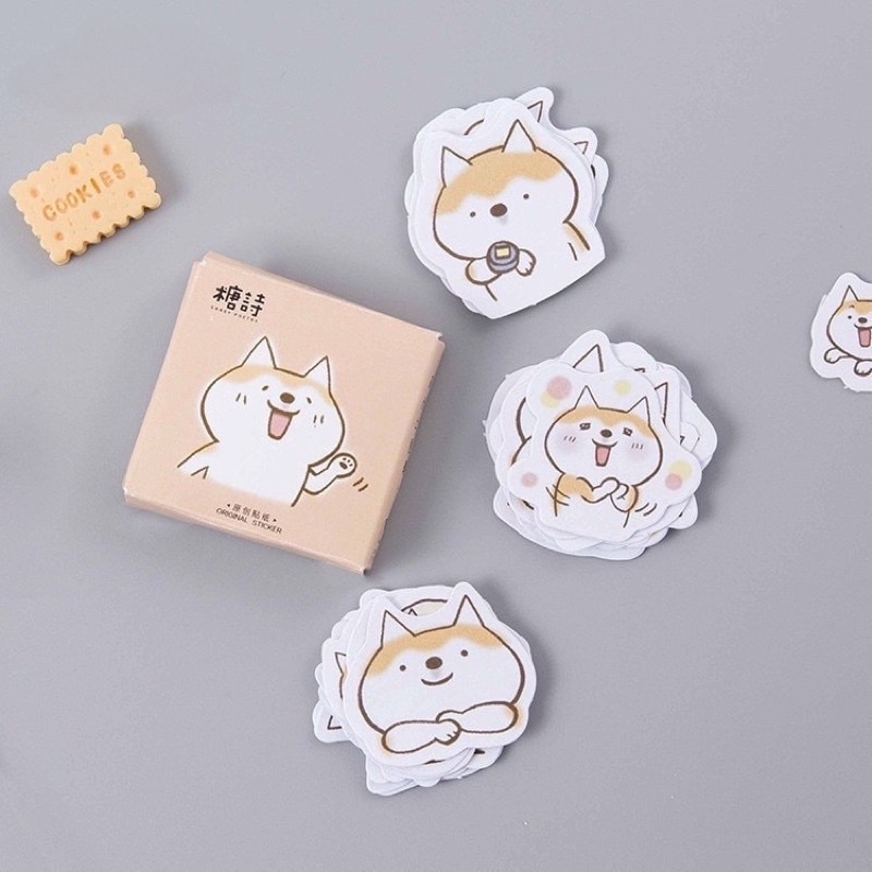 Bộ 45 Sticker Nhãn Dán Hình Cún Shiba Dễ Thương - GC12
