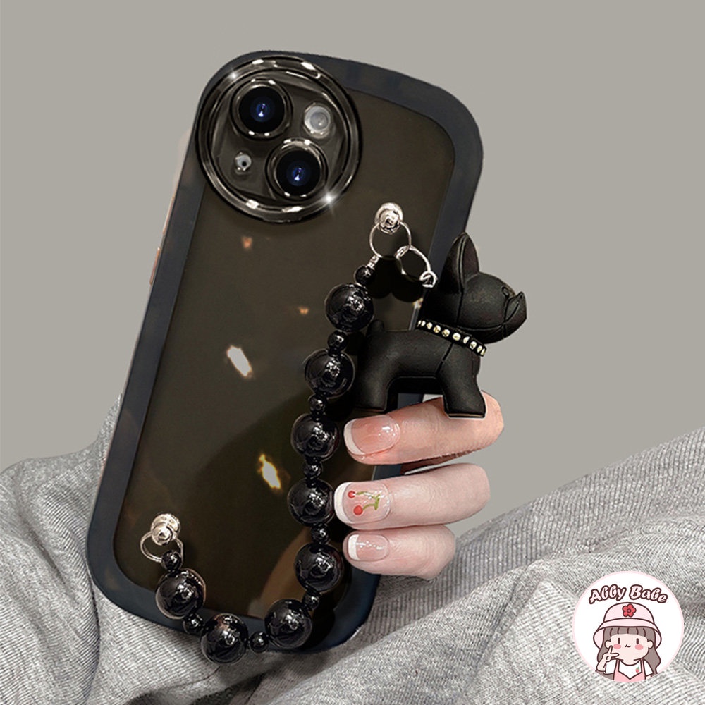 Ốp Điện Thoại TPU Mềm Trong Suốt Chống Sốc In Hình Chó Bull Có Dây Đeo Cổ Tay Cho IPhone 11 7Plus 13 12 11 Pro Max