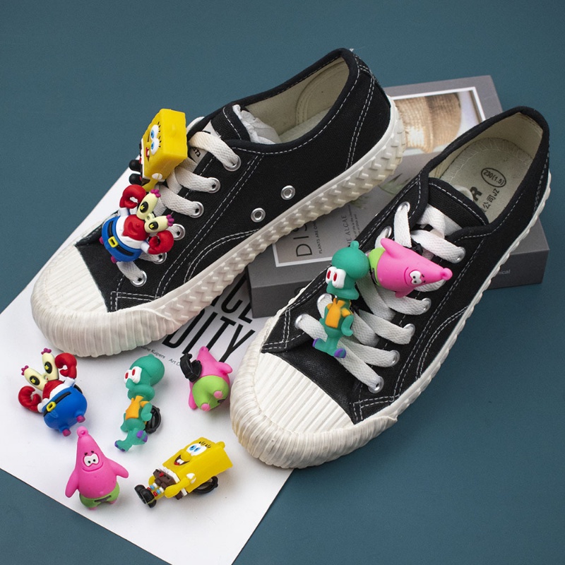 Mới Set Phụ Kiện Nút Trang Trí Dây Giày Sneaker Hình Spongebob Squarepants Series Jibbitz