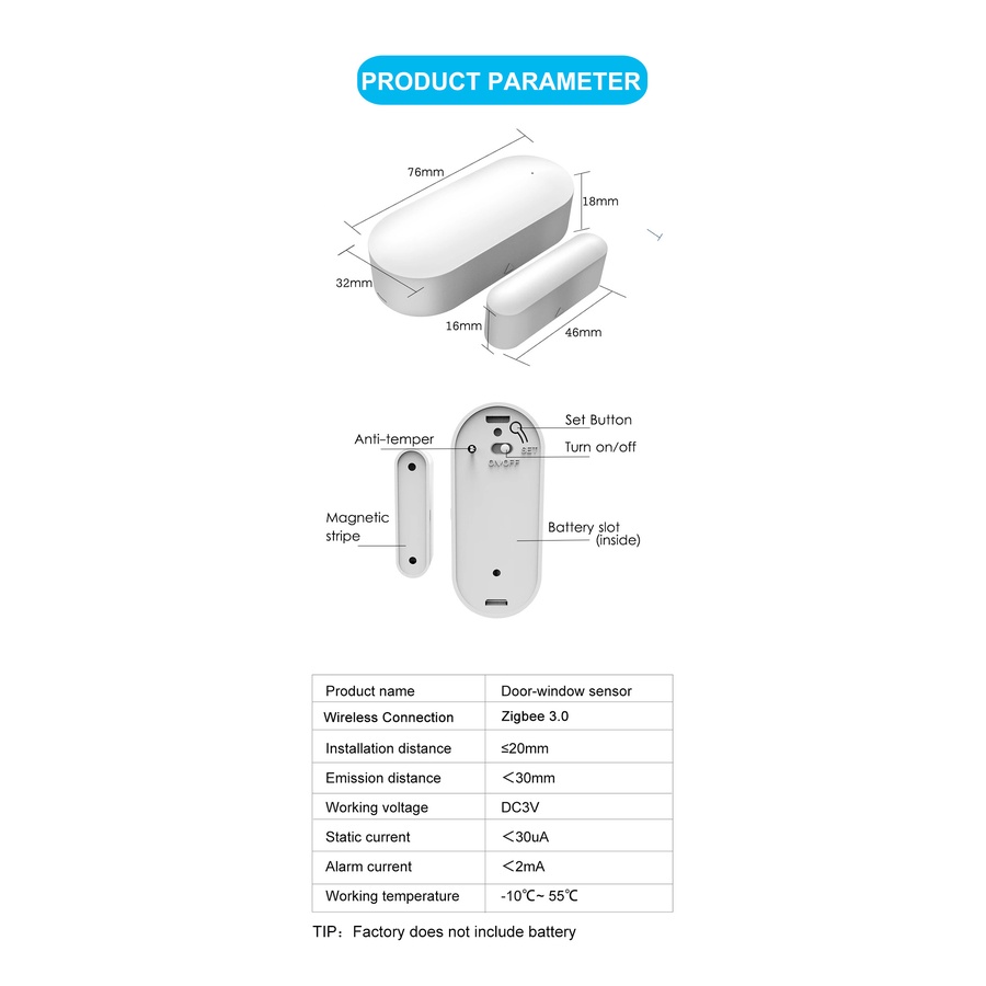 Cảm biến cửa sổ Tuya Zigbee Máy dò cửa nhà để xe hoạt động với Tuya Zigbee Hub Alexa Google Home Nhà thông minh An ninh Cuộc sống thông minh