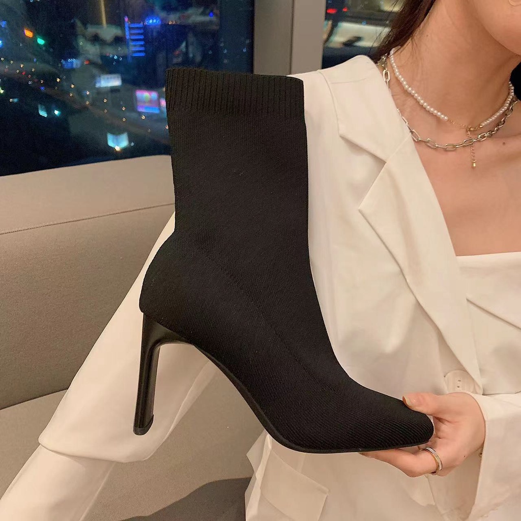 Bốt len gót mảnh SSMM về sẵn hàng2 màu đen- nâu tây.