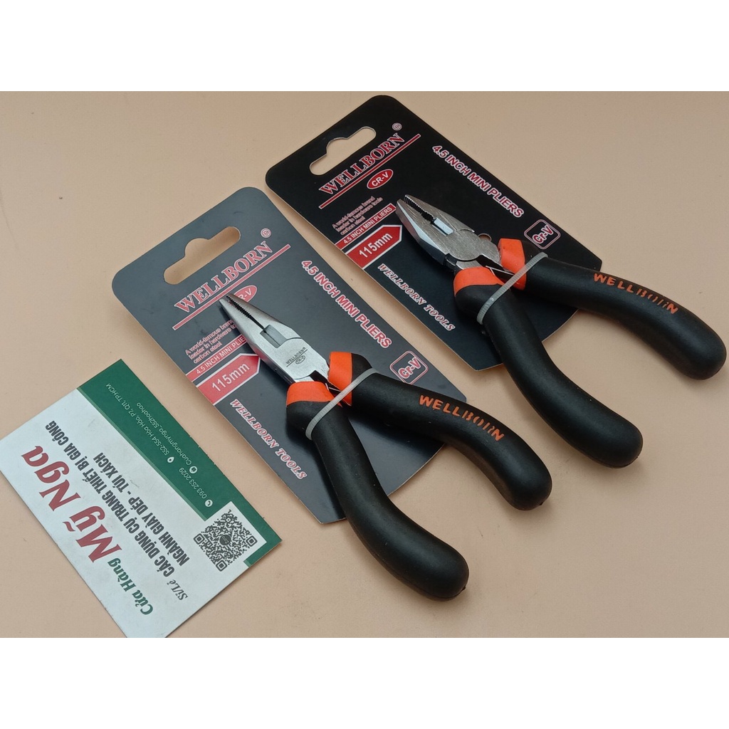 Kìm bằng - kìm nhọn WELLBORN 4.5in 115mm