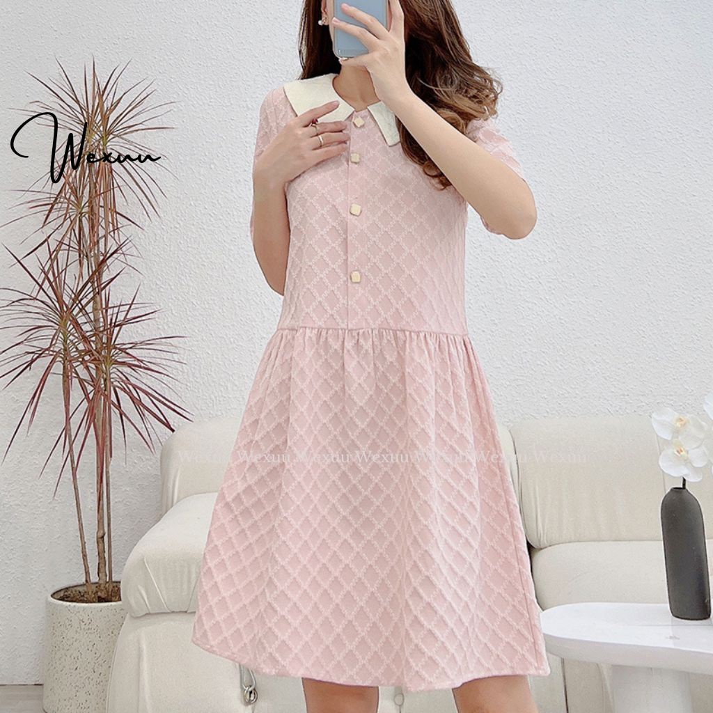 Đầm nữ thiết kế Wexuu Design dáng babydoll cổ tròn xòe nhẹ trẻ trung, chất liệu mềm mát cao cấp - V05 họa tiết
