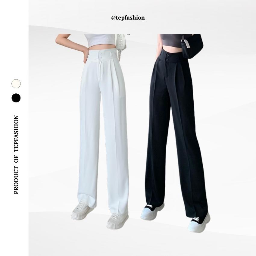 Quần Ống Rộng Nữ Lưng Cao Hai Cúc Tôn Dáng Chân Dài Phong Cách Hàn Quốc Tep Fashion - QOR007