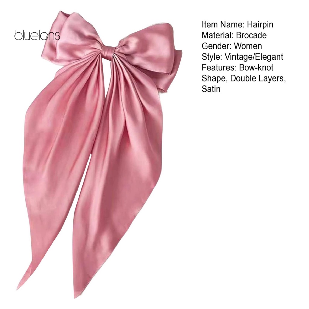 Kẹp Tóc Nơ Vải Satin Siêu Nhẹ Phong Cách Vintage