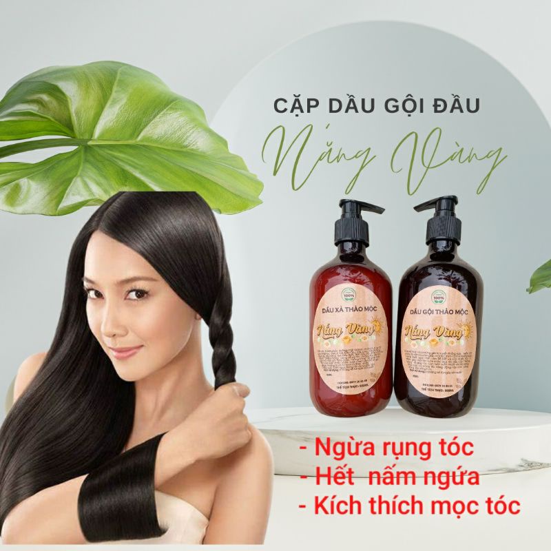 Dầu gội thảo mộc Nắng Vàng từ tinh chất bồ kết, hà thủ ô ngăn rụng tóc, ngăn nấm da đầu, kích thích mọc tóc