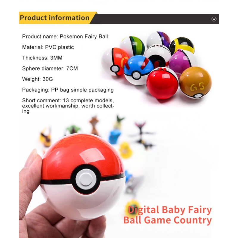 Quả Cầu Pokemon Kích Thước 6.8CM Với Mô Hình 2-3cm Đồ Chơi Quà Tặng Sinh Nhật Cho Trẻ Em