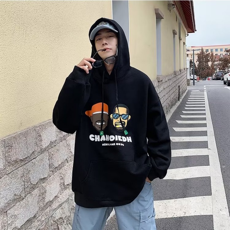 Áo hoodie Dáng Rộng In Chữ Phong Cách Hip Hop Nhật Bản Cá Tính Cho Nam