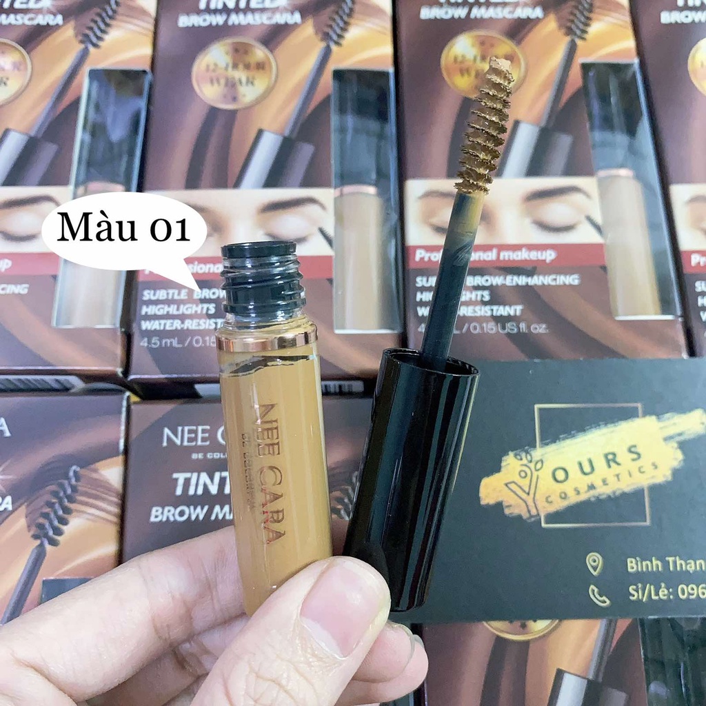 Mascara Chân Mày Nee Cara Tinted Brow Mascara N590 - Mascara Chân Mày Tone Nâu Đen
