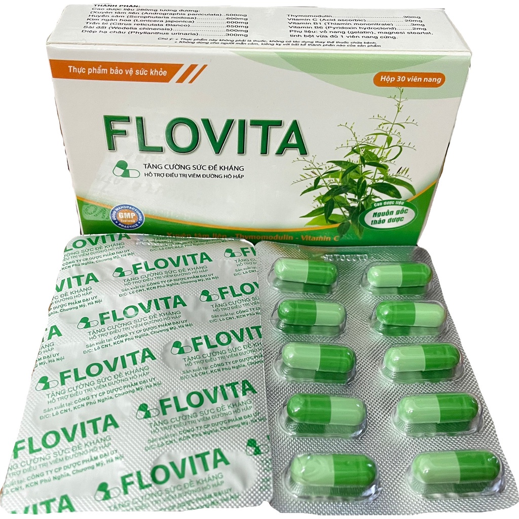 Viên uống cảm cúm Xuyên Tâm Liên FLOVITA DAI UY - hỗ trợ giảm viêm hô hấp, tăng sức đề kháng (hộp 30 viên)