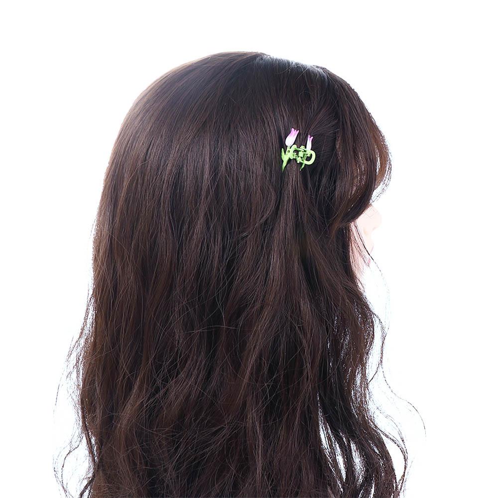 Kẹp Tóc Càng Cua Cá Mập Nhỏ Hình Hoa Tulip Lấp Lánh Thanh Lịch Cổ Điển Cho Nữ