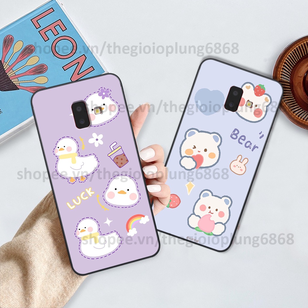 Ốp Samsung J6 2018 / J6 Plus / J6+ in hình caro gấu vịt cute dễ thương, đầy đáng yêu