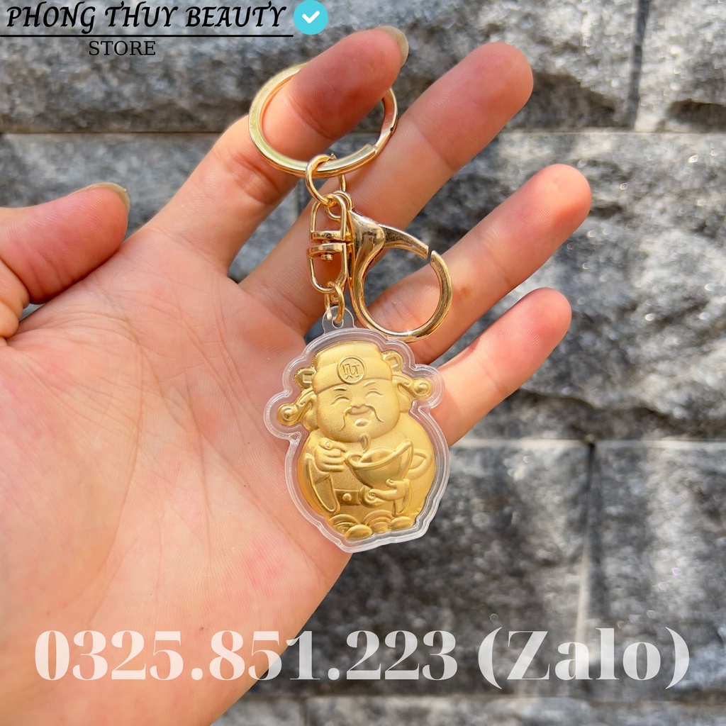 Móc Khóa Mặt Hình Ông Thần Tài Mạ Vàng 24k , Treo Xe Máy, Ô Tô Phong Thủy May Mắn, Năm Mới Phát Tài Phát Lộc