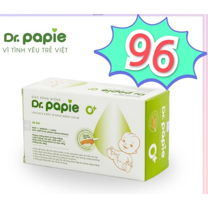 Gạc Rơ Lưỡi Dr Papie vệ sinh răng  HỘP 30 GÓI  mẫu mới date mới nhất