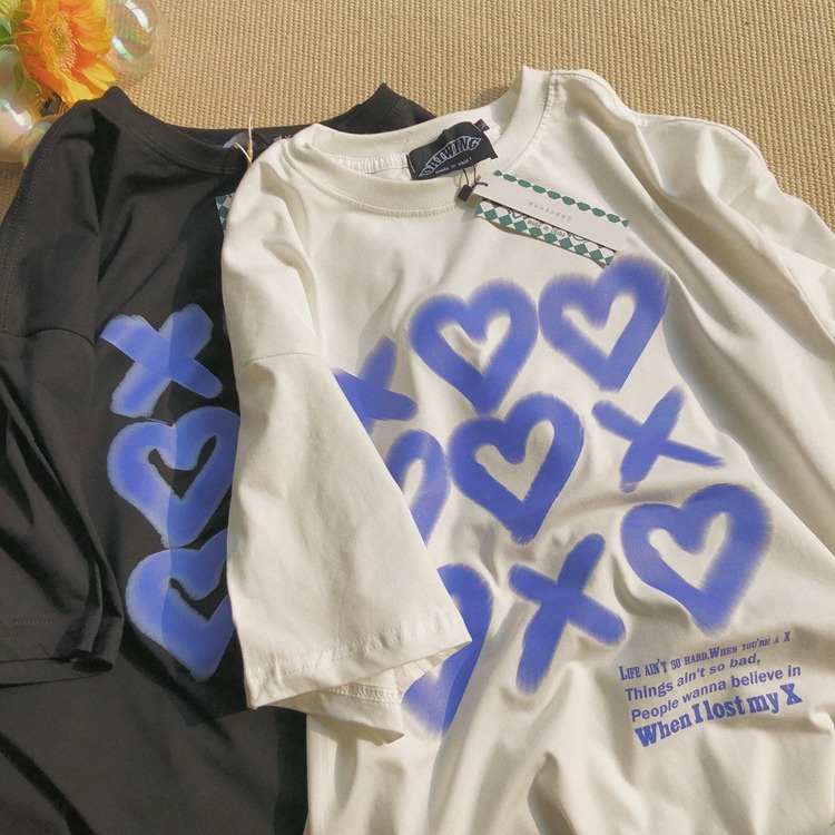 NRVP Áo Thun Unisex Mùa Hè Dáng Suông Tay Cộc Phong Cách Hàn Quốc Cho Nam Nữ