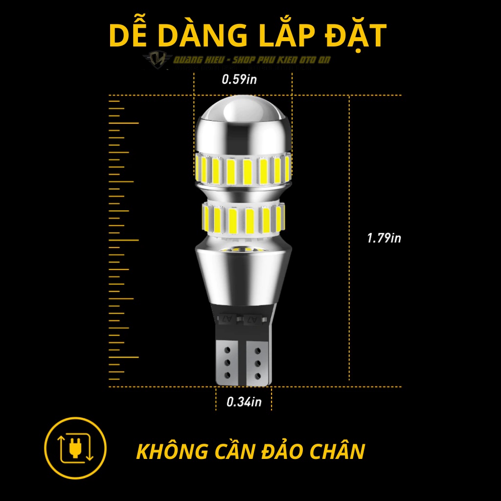 Đèn led T15 Auxito có canbus chống báo lỗi ánh sáng trắng 6500k