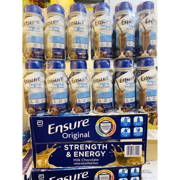 1 LỐC 6 CHAI SỮA NƯỚC ENSURE VỊ CHOCOLATE 237ML - USA