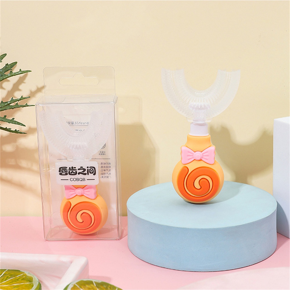 Bàn Chải Đánh Răng Silicone Mềm Hình Chữ U Cho Bé 2-12 Tuổi