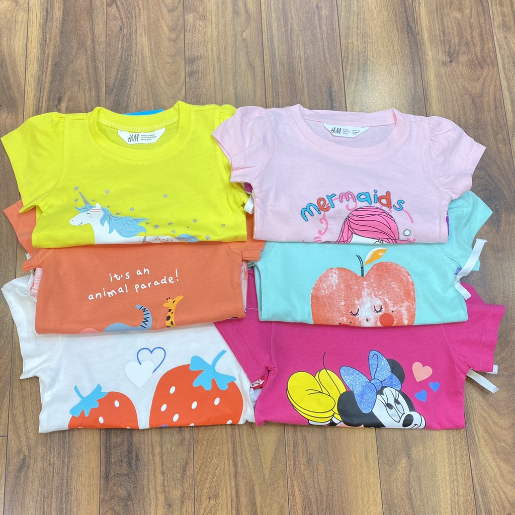 Bộ bé gái ngắn tay H&M cotton xuất dư Form to