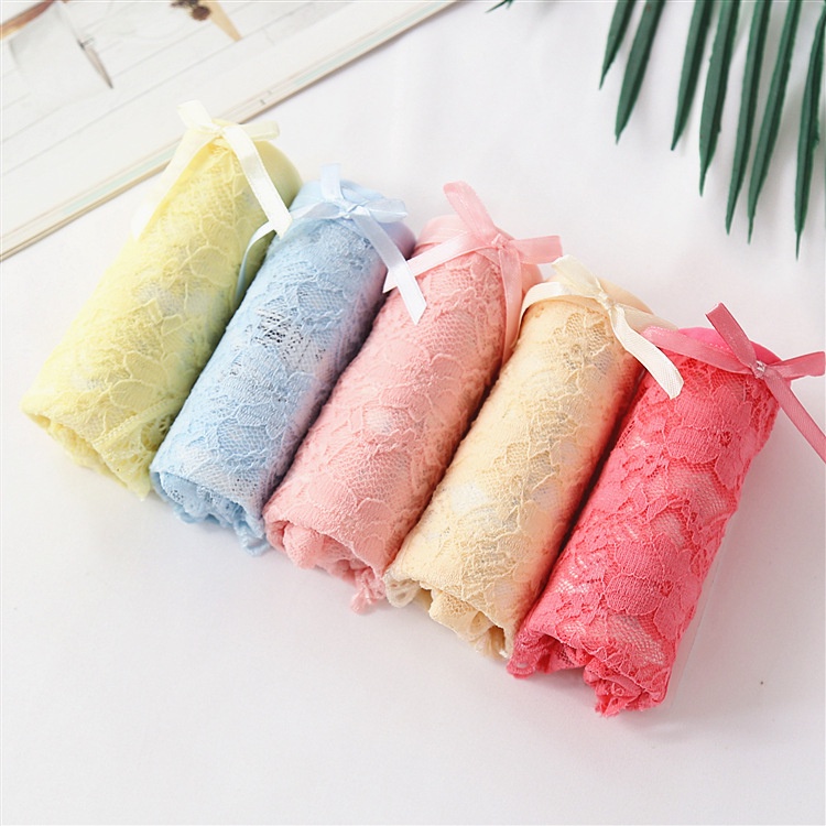 5 Quần Lót Ren Đính Hoa Nơ Cao Cấp , Quần Lót Ren Nữ Xinh Xắn Shop YUNA