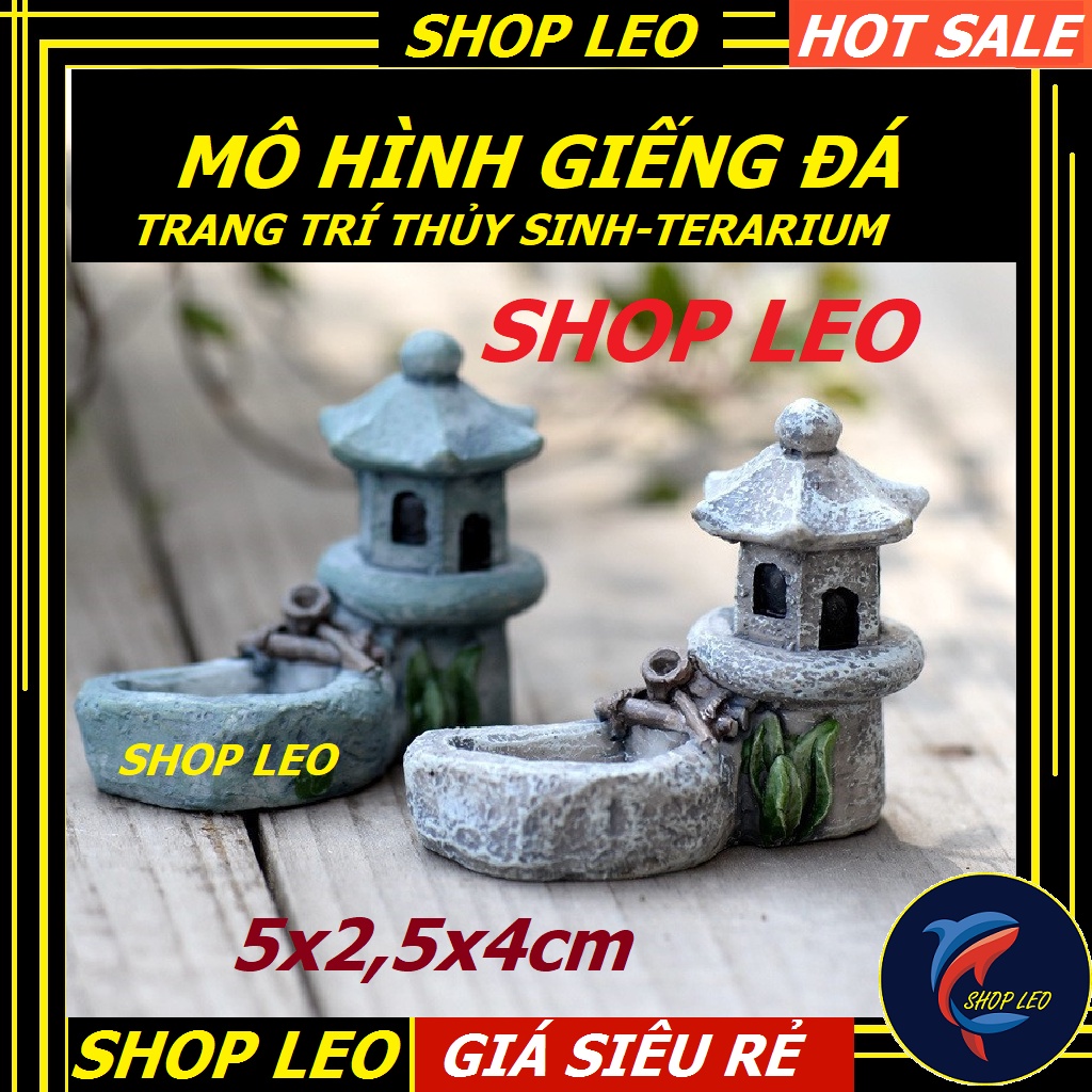 Mô hình Giếng đá- Set terarium - trang trí tiểu cảnh - phụ kiện thủy sinh - shopleo- hồ cá kiếng