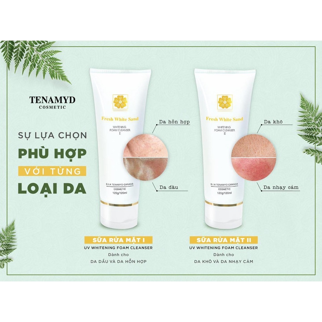 Sữa rửa mặt trắng da Fresh White Sand Tenamyd UV Whitening Foam Cleanser II 120g - Hàng chính hãng Tenamyd