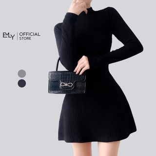 Đầm dáng ôm thun len gân tay dài thu đông Emilyshop