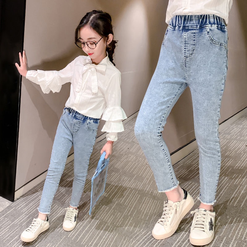 Quần Jean Dài Dáng Ôm Thời Trang Xuân Thu 2022 Cho Bé Gái 8-8 - 9 Tuổi