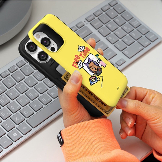 Ốp Điện Thoại Họa Tiết Bt21 Có Ngăn Đựng Thẻ Từ Tính Cho Iphone 14 14Pro Iphone13 13Pro Max 13Mini Iphone12 Iphone11