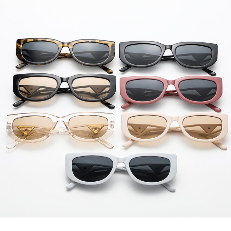 (YUZHU) Kính Mát Gọng Nhỏ Hình Oval Rỗng Phong Cách Vintage Thời Trang