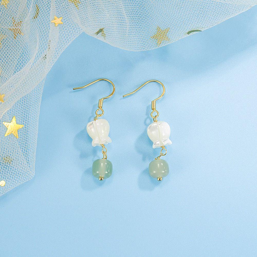 Khuyên Tai Thả Xỏ Hạt Hình Bông Hoa Dễ Thương Cá Tính Dành Cho Bạn Nữ