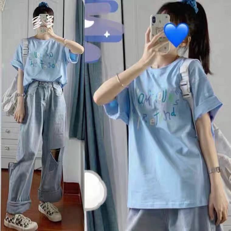 NRVP Áo Thun Unisex Mùa Hè Dáng Suông Tay Cộc Phong Cách Hàn Quốc Cho Nam Nữ