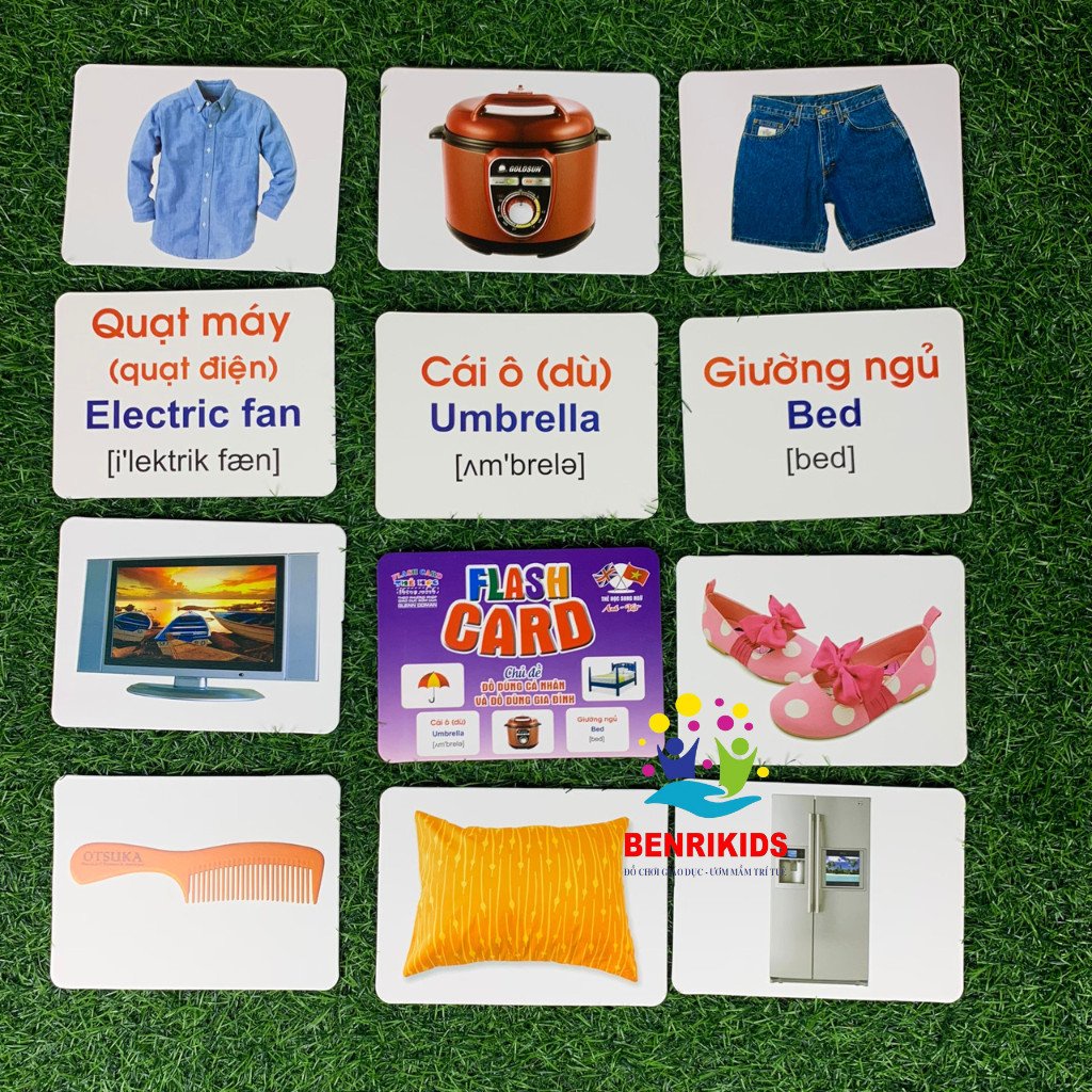 Thẻ Giáo Dục Sớm Flash Card Học Tiếng Anh Cho Bé Chủ Đề Đồ Dùng Cá Nhân Và Đồ Dùng Gia Đình