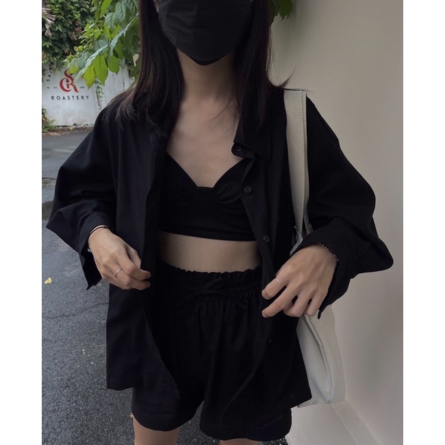 AMEGON Áo Croptop Linen Kiểu Bra ARI BRA