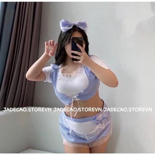 Cosplay baby girl/ bộ đồ ngủ sọc xanh nơ big size
