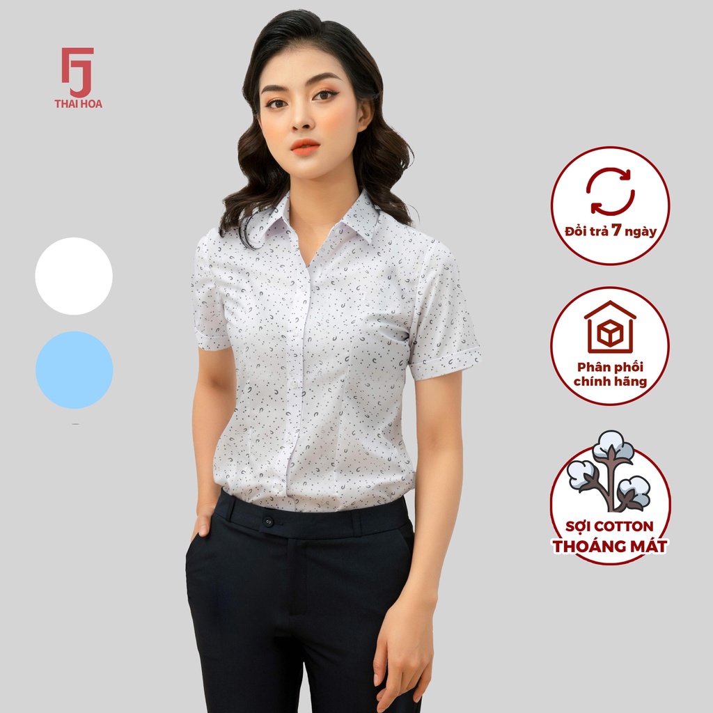 Áo sơ mi nữ ngắn tay họa tiết hoa nhí các màu Thái Hòa N201