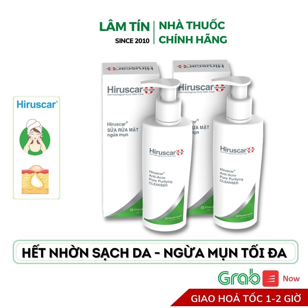 Hiruscar gel Sữa rửa mặt ngừa mụn rửa mặt không da chính hãng lọ 100 ml
