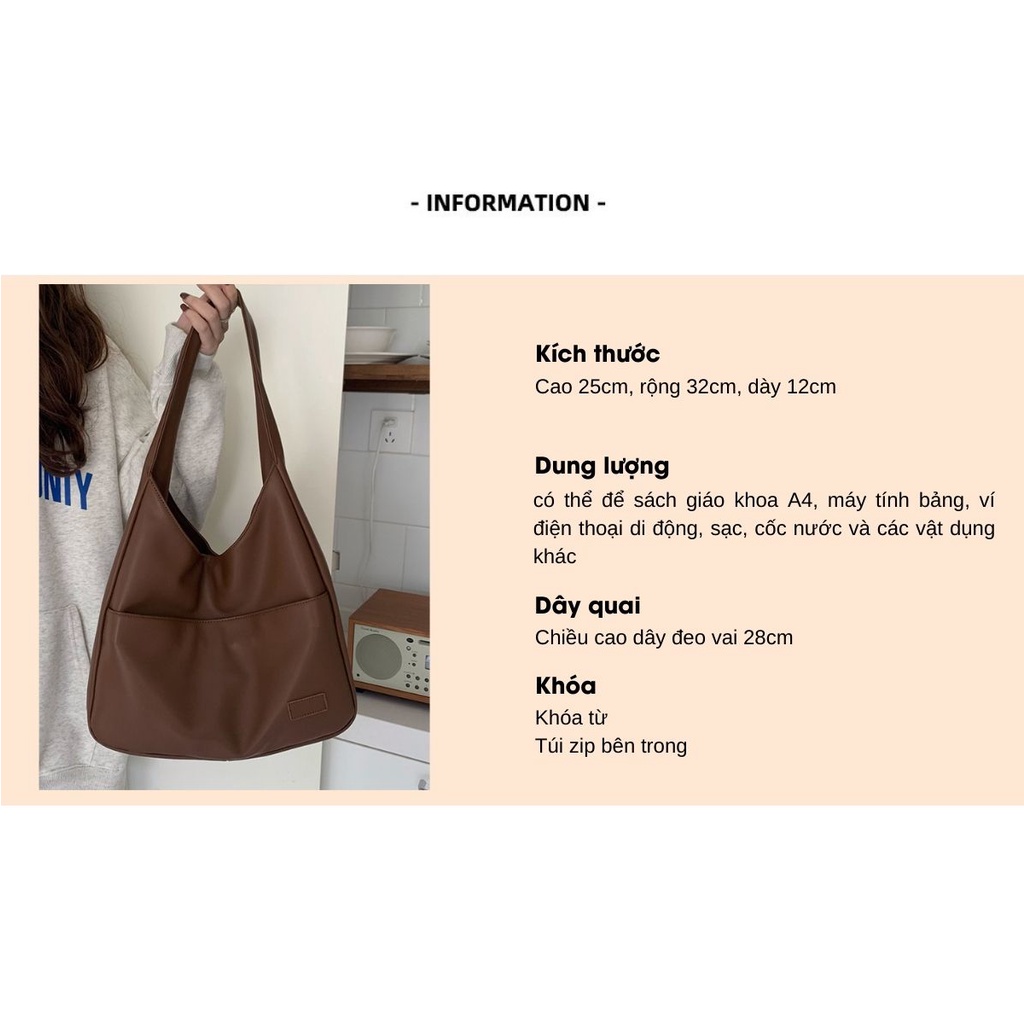 Túi tote da chống nhăn túi đeo vai đựng vừa a4 cho sinh viên Thu Kieu Store