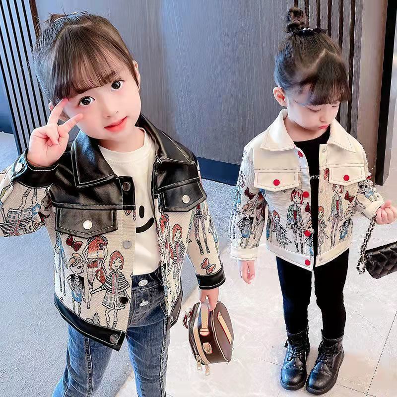 Áo Khoác Da Thời Trang Xuân Thu Cao Cấp Cho Bé Gái