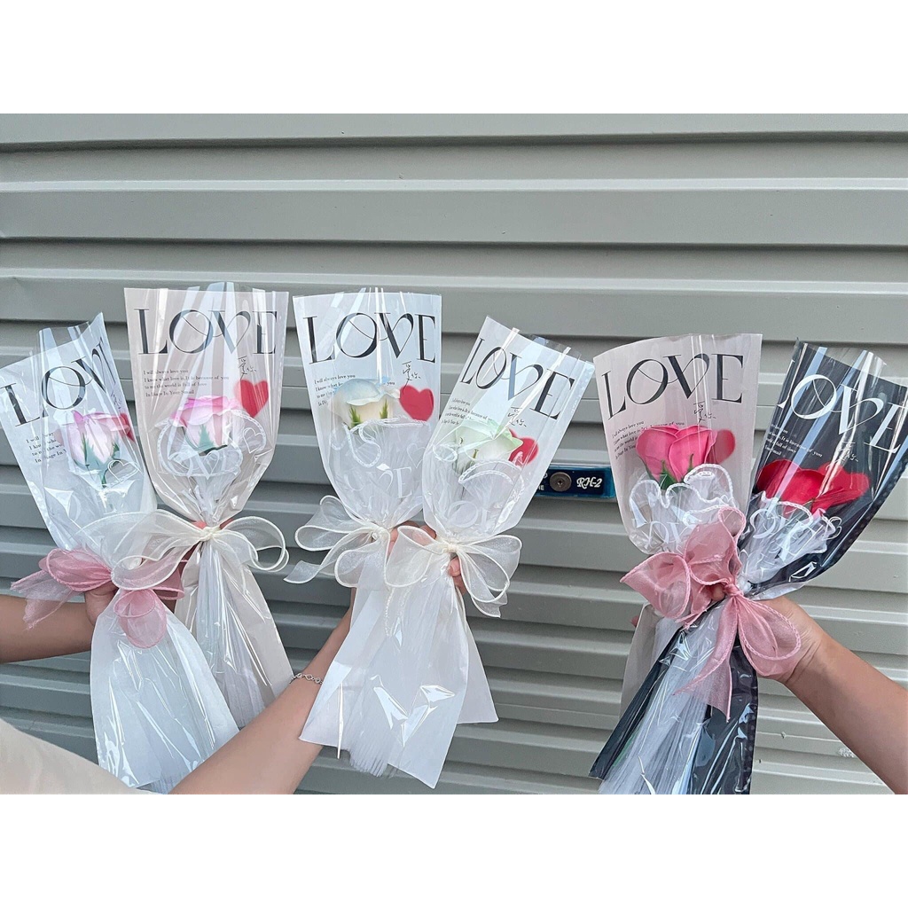 XẤP 20 Túi gói hoa LOVE - túi chữ nhật 14x40cm