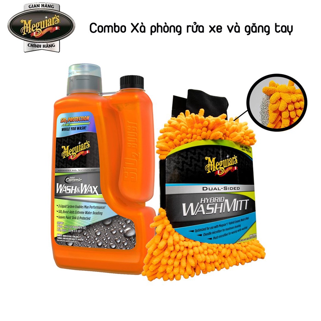 Combo Hybrid Ceramic Xà phòng rửa xe và Găng tay rửa xe - Wash &amp; Wax and Wash Mitt - G212256