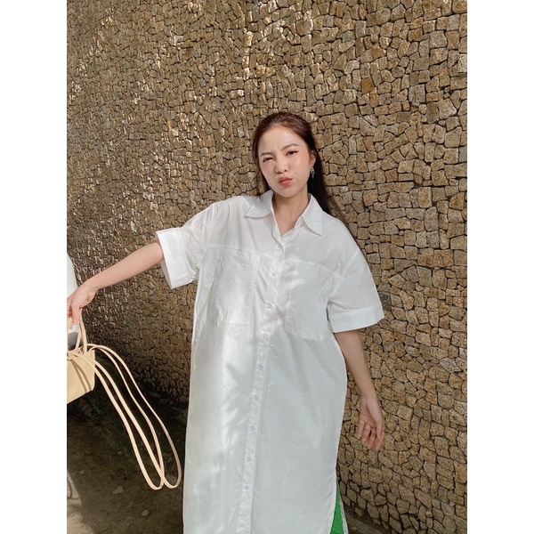 Áo sơmi dáng dài tay ngắn