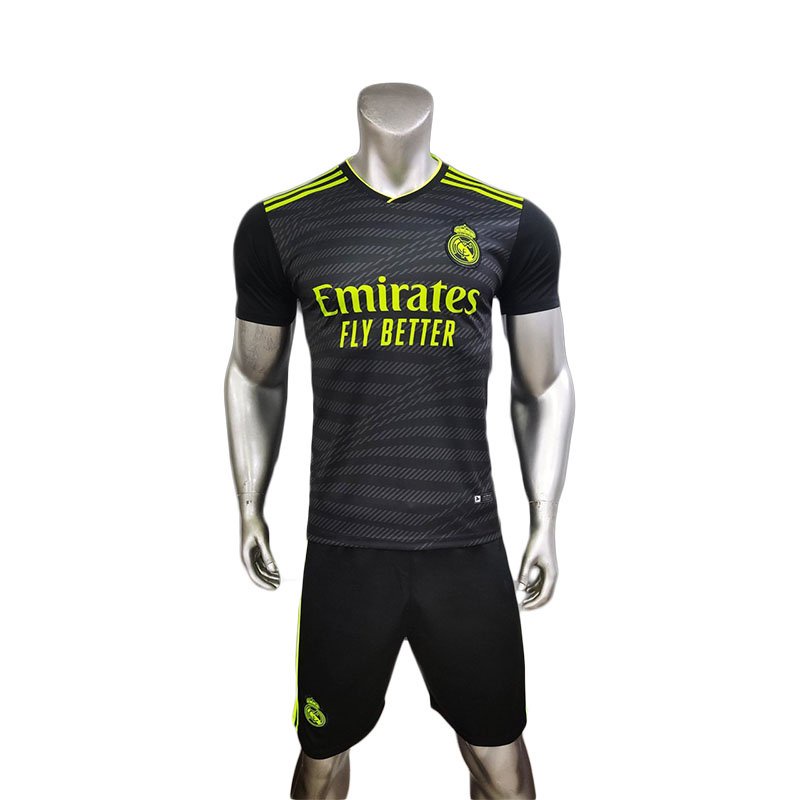 Quần áo bóng đá REAL MADRID màu đen chuối 2022-23 CÓ IN tên số