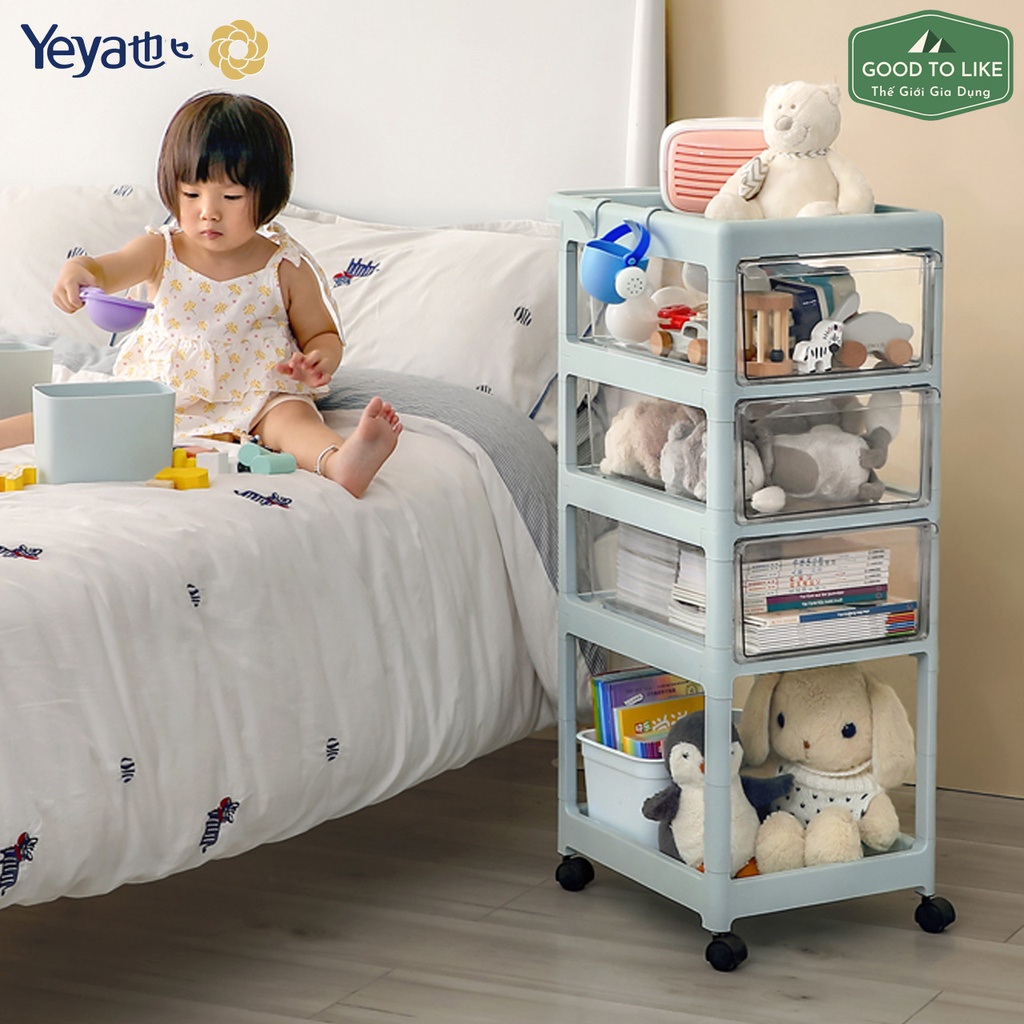Kệ Để Đồ Sơ Sinh Đa Năng 4 Tầng Yeya Kết Hợp Giá Úp Bình Sữa Có Bánh Xe Siêu Tiện Lợi Cho Mẹ Và Bé.Xe Đựng Đồ Sơ Sinh