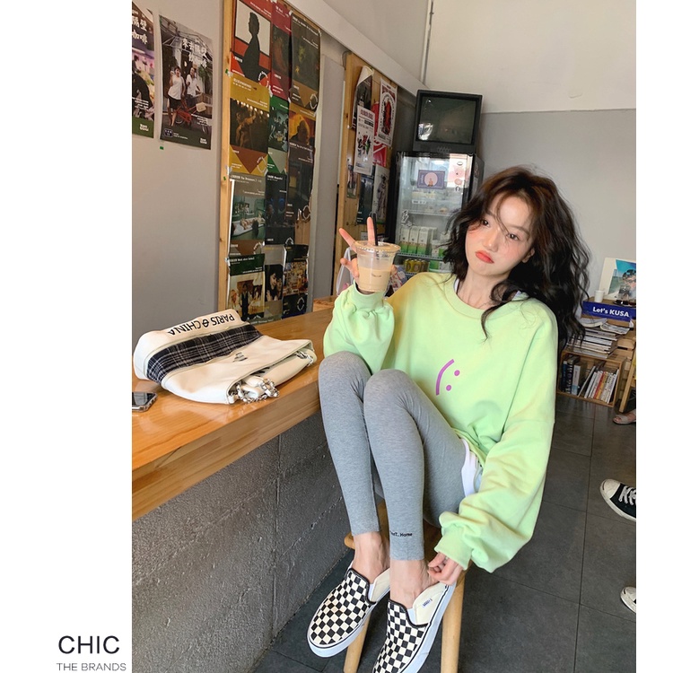 Áo sweater Nữ Tay Dài Dáng Rộng In Chữ Thời Trang